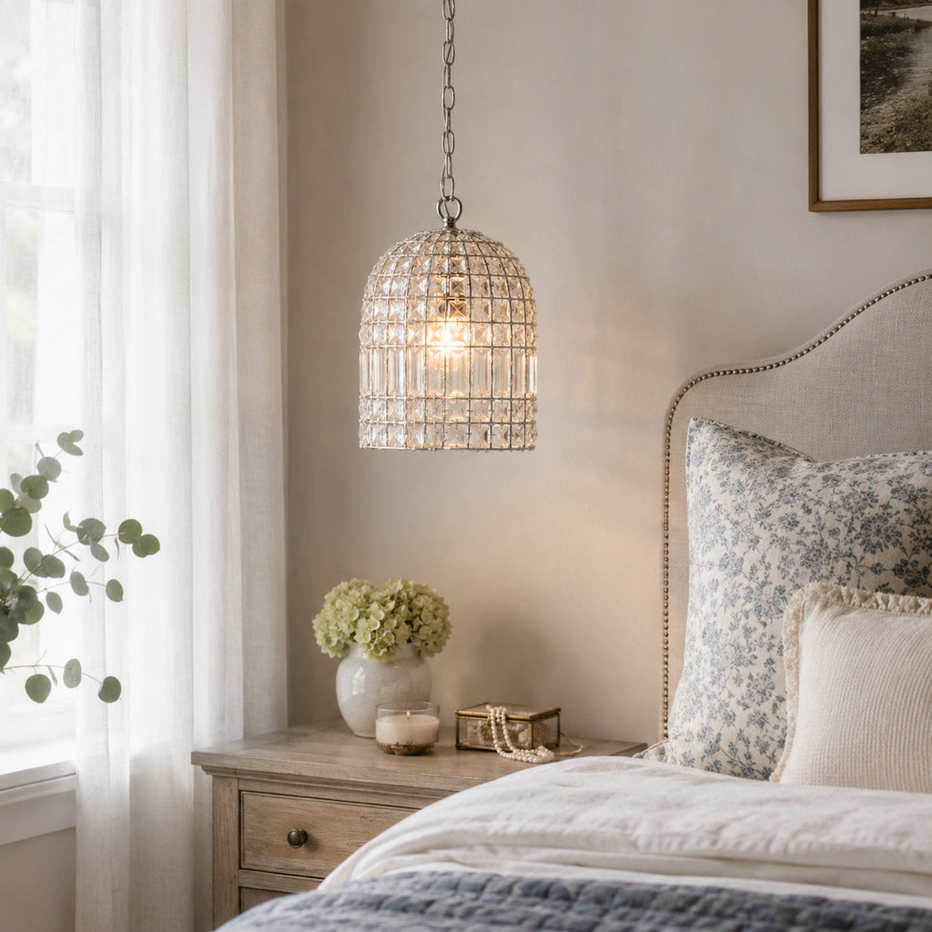 Elegant Chrome Dome Chandelier with Glass Crystals