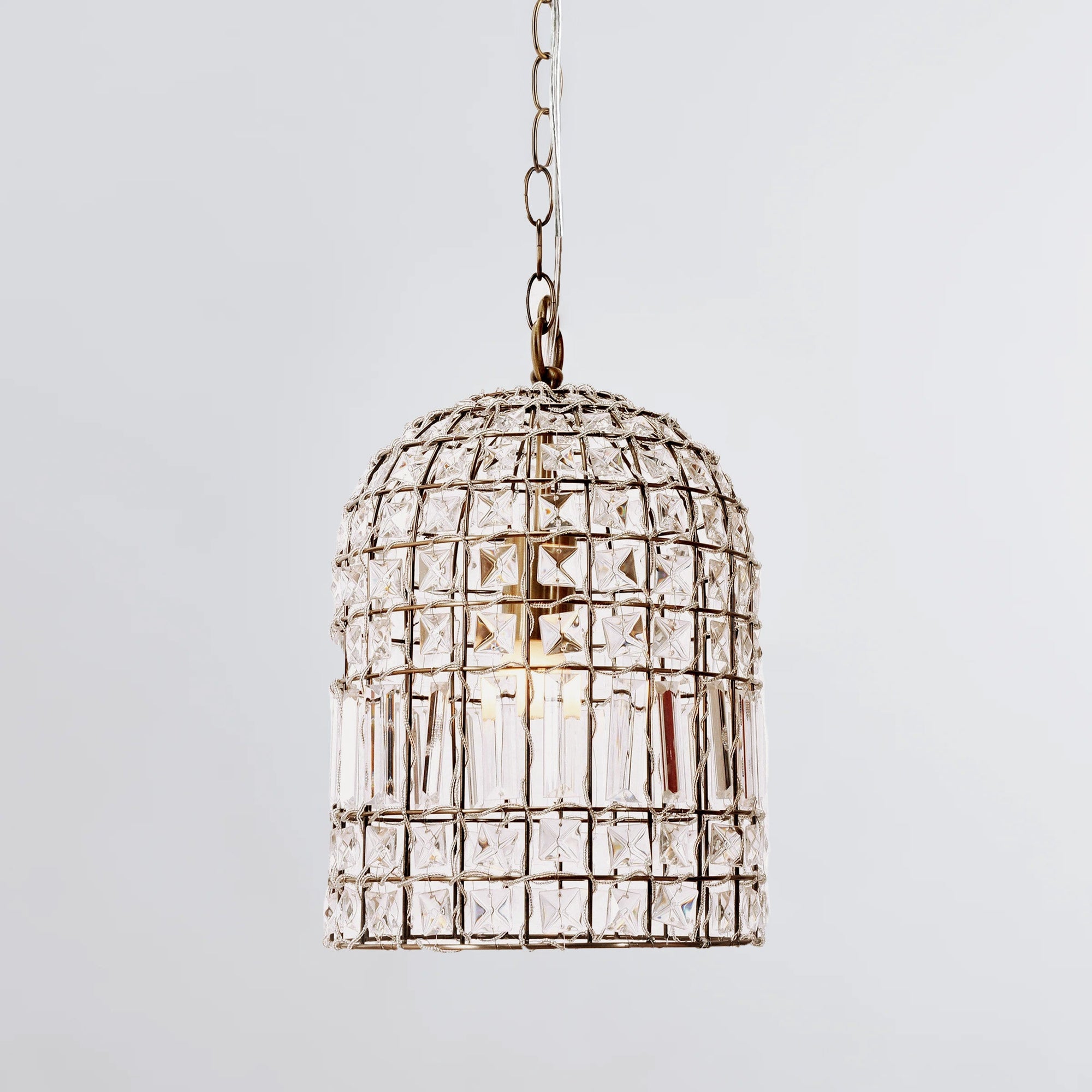 Elegant Whitney Dome Glass Chandelier in Antique Brass Finish