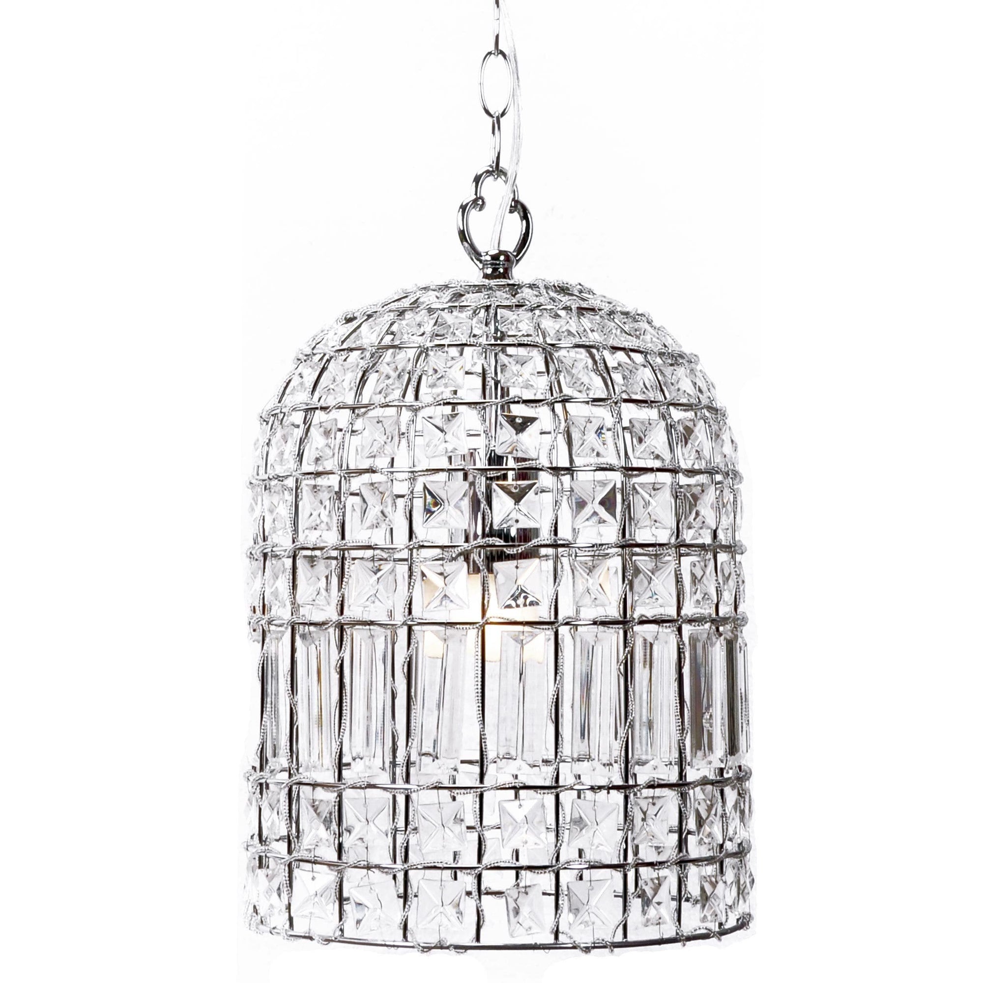 Elegant Chrome Dome Chandelier with Glass Crystals
