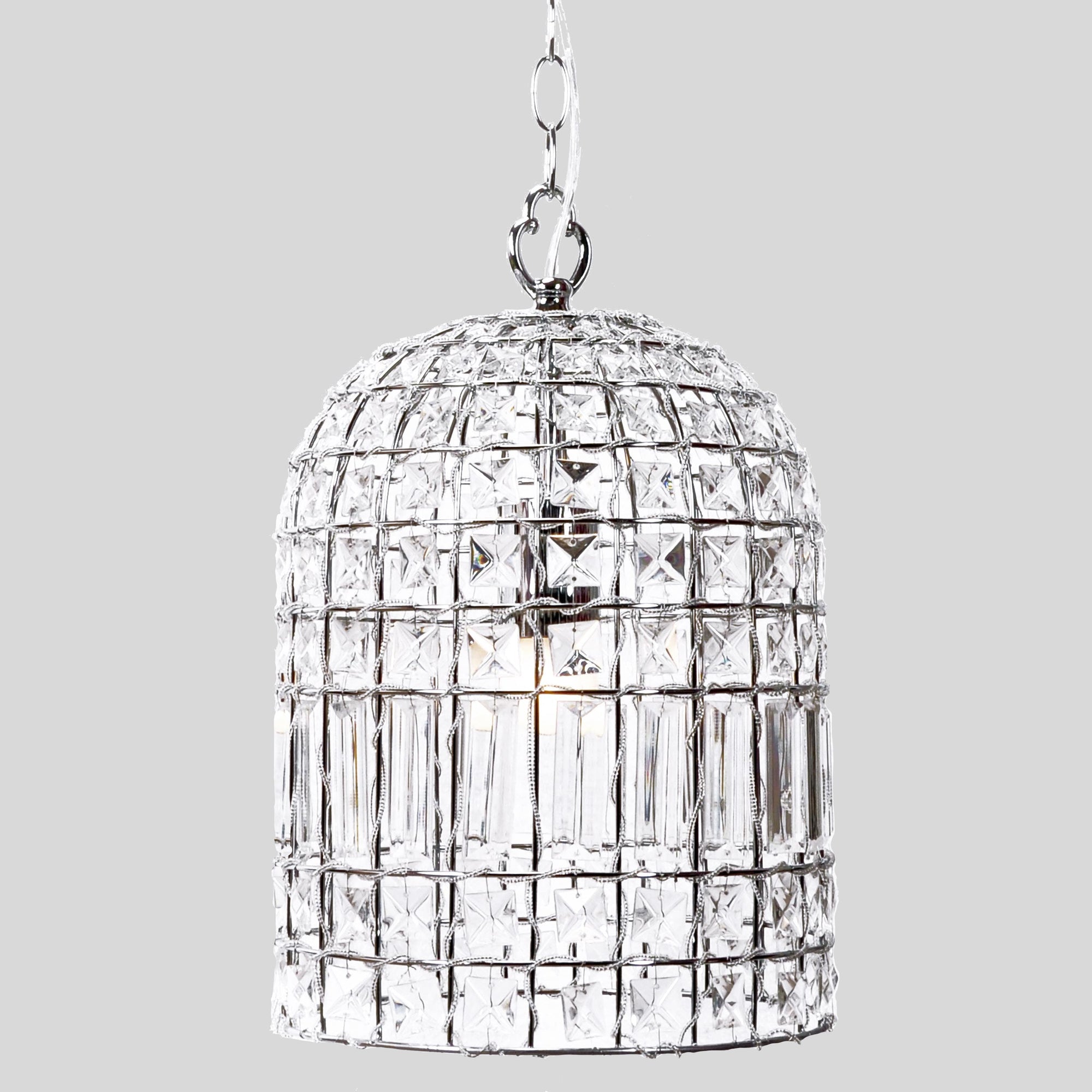 Elegant Chrome Dome Chandelier with Glass Crystals