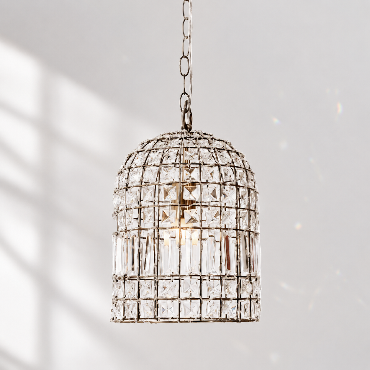 Elegant Whitney Dome Glass Chandelier in Antique Brass Finish