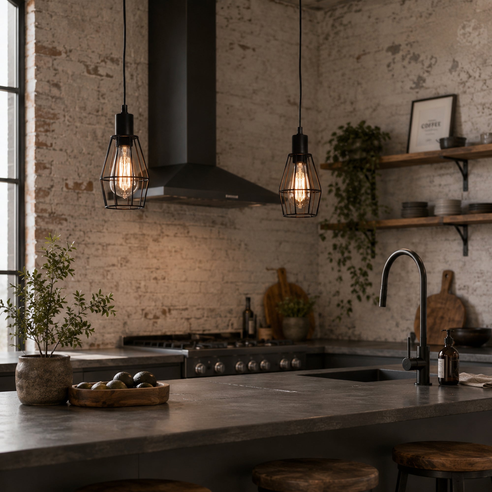 Watson Industrial Cage Pendant Light - Stylish Black Fixture